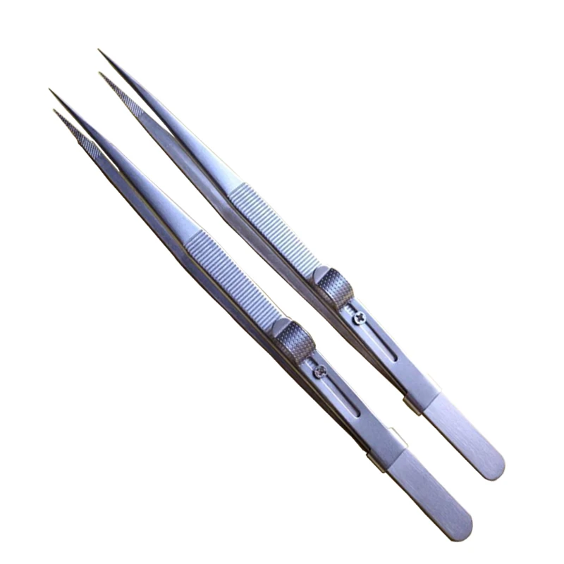 160mm 조정 가능한 족집게 정전기 방지 스테인레스 스틸 족집게 스트레이트 뾰족한 팁 슬라이드 잠금 단단히 고정 1 개/몫
