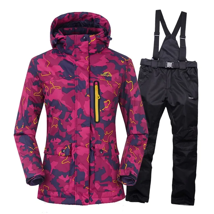 Водонепроницаемая ветрозащитная зимняя одежда, высокое качество, лыжные костюмы, куртка+ штаны, женский лыжный костюм для улицы, утолщенный, супер-теплый