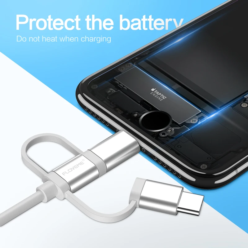FLOVME 3 في 1 كابل يو اس بي ل فون X 8 زائد المصغّر usb نوع C كابل لسامسونج S9 S8 نوع- C الهاتف المحمول كابلات شحن الحبل 1 M
