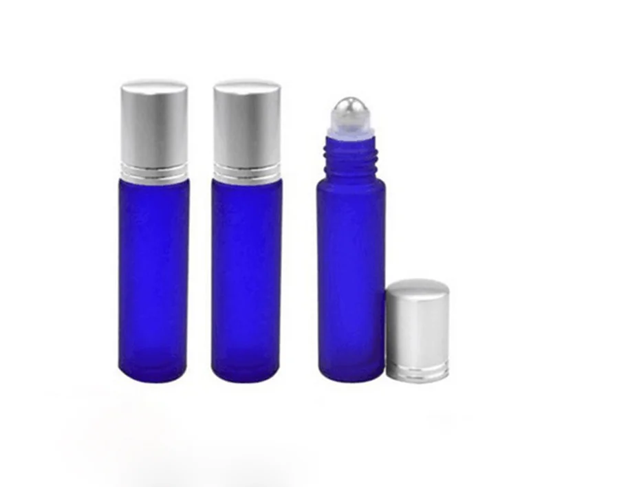 500 x 10ml Empty Frosted Blue Glass Roller Bottle with Stainless Steel Metal Roll On for Essential oil Aromatherapy Perfume | Красота и