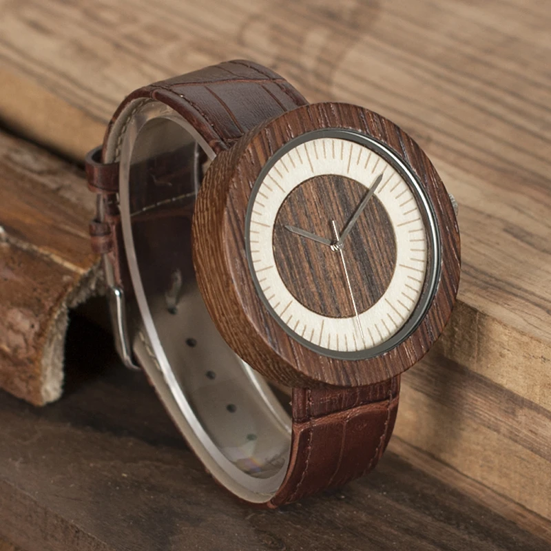 BOBO BIRD V-O13/O14 Men Casual Zebra Wood Wristwatch Leather Quartz Watches with Wood Gift Box erkek kol saati