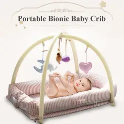 Детские Портативный Bionic кроватки младенческой хлопок кровать для игр коаксиальный спальный путешествия кровати с кронштейном Малый