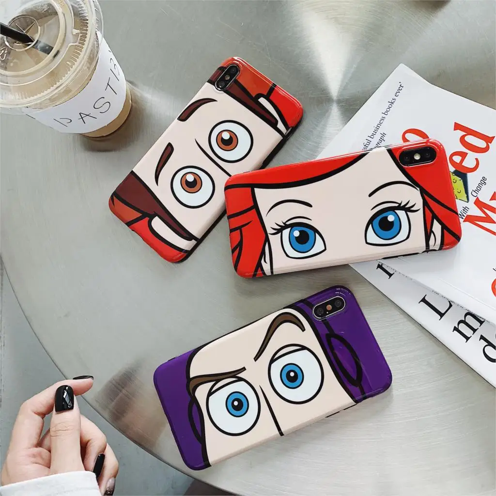 IMD Funda iphone 7 чехол с милыми глазами Buzz Lightyear Woody Mermaid Phone Чехол для 6 S 8 Plus 10 X XR XS