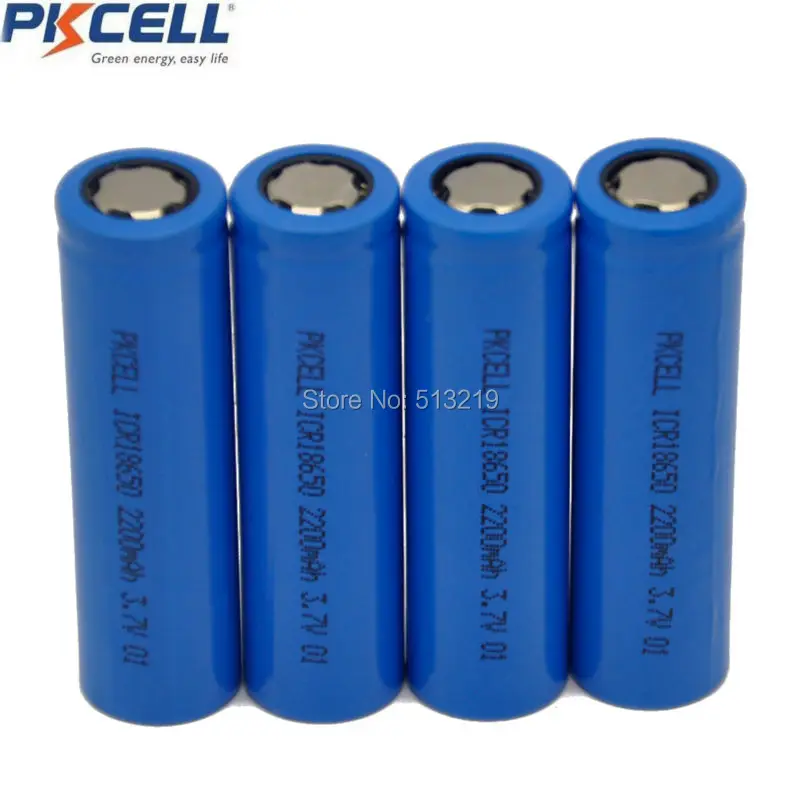

4PCS PKCELL ICR 18650 li-ion battery 2200MAH 18650 3.7V lithium Rechargeable Batteries for Flashlight power electronic