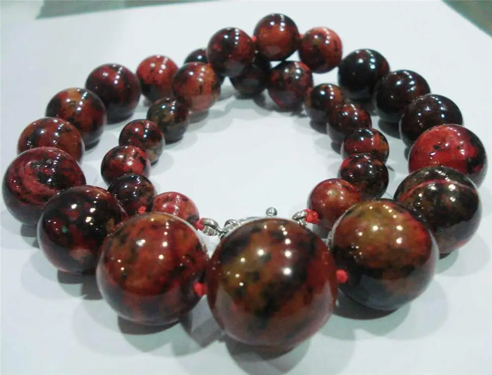 

Graduated 10-20mm Red Round Phoenix Stone Necklace 18