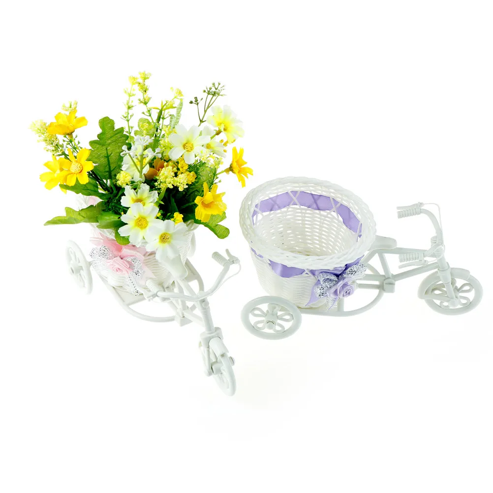 1* белый трехколесный велосипед дизайн Цветочная корзина контейнер для хранения для вечерние и свадебные 22*11 см