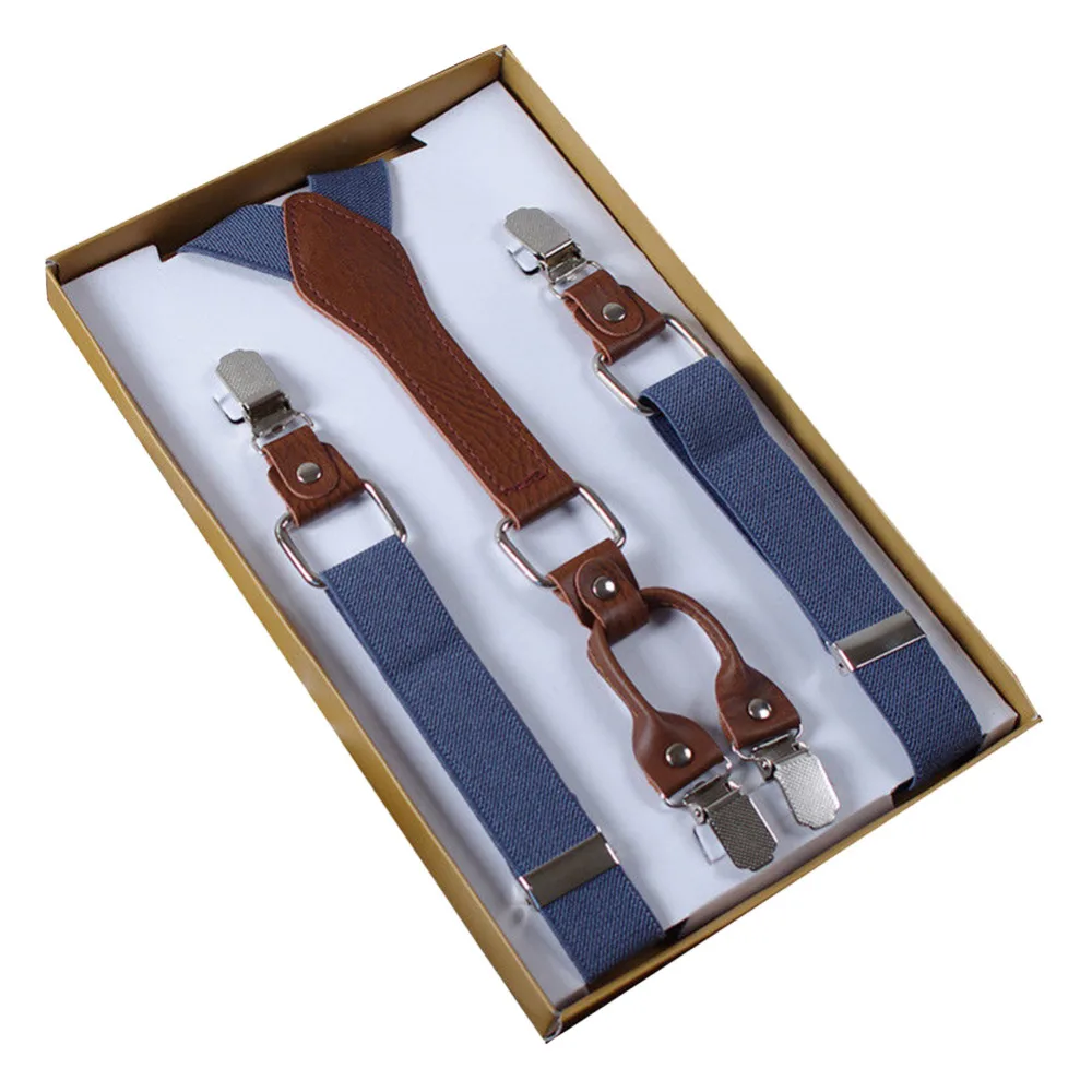 Adult X back Suspenders Elastic Pant Strap Suspenders With 4 Clip Unisex Casual Suspenders