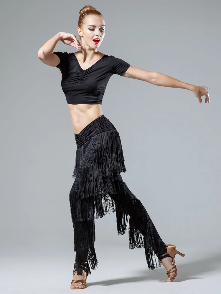 Женская Современная Танцевальная юбка для взрослых штаны с бахромой для латинских танцев новые брюки с бахромой латинский бальный танец танго платье брюки