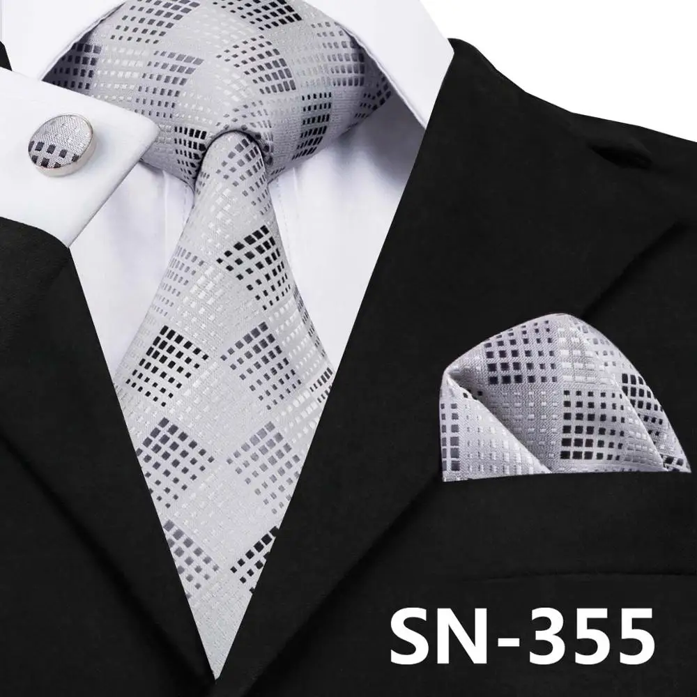 Мужские галстуки красно-белая точка галстук Hanky запонки набор шелк жаккардовые галстуки для мужчин бизнес свадьба Подарки для мужчин галстук SN-1018 - Цвет: SN-355