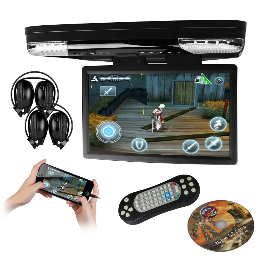 XTRONS 15 6 &quotHD экран Автомобильная крыша откидной монитор USB DVD плеер с HDMI