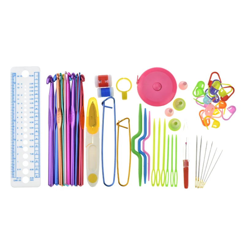 New 14 pcs Mix Sizes Crochet Hook Set Yarn Knitting Needle Sewing Needles Scissors Set With Case For Women DIY Craft Tools Gift (5)