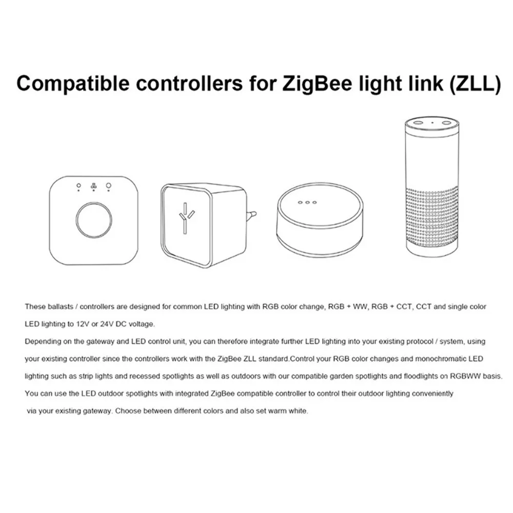 Светодиодный контроллер ZIGBEE ZLL RGB + CCT RGBW WWCW светодиодный с приложением DC12/24V