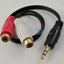 Высококачественный 1/8 3,5 мм штекер для 2 RCA Женский Кабель-адаптер