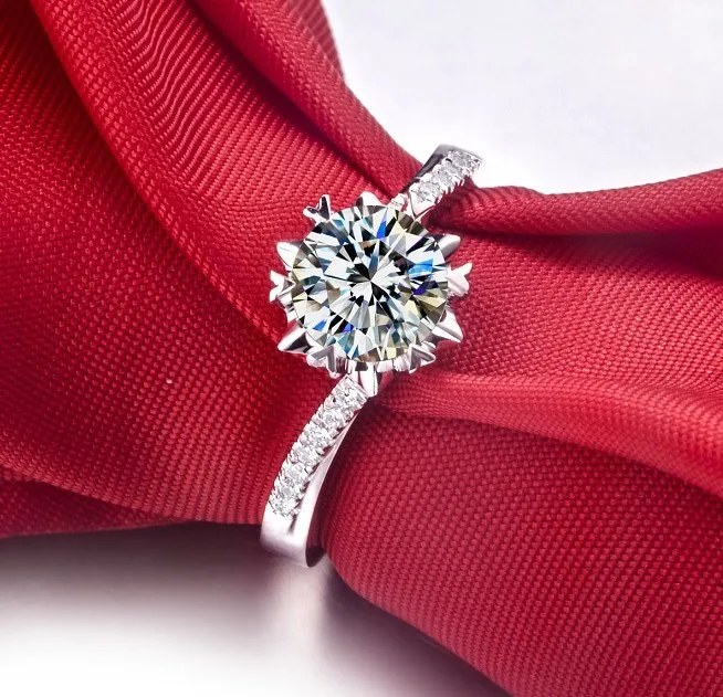 Потрясающее снежное кольцо 1Ct обручальное кольцо для Леди Настоящее 18 K 750 Белое золото обручальное кольцо наивысшего качества навсегда