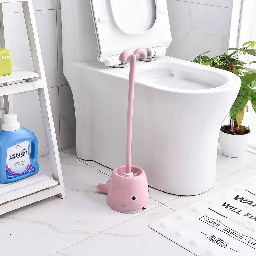 

Whale shape Lovely Toilet Brush Set Toilet Cleaning Brush With Holder Scrubber Home Cleaning Tools