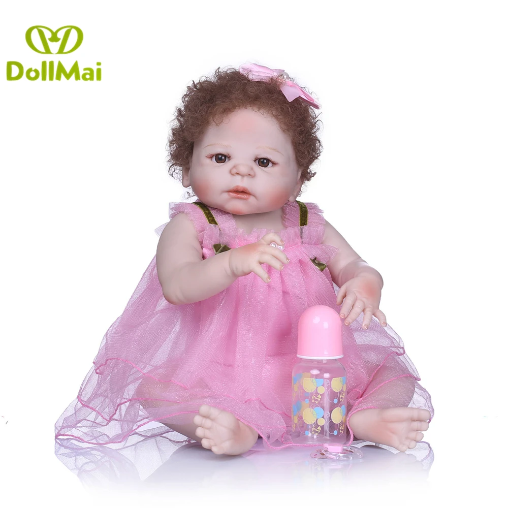 

22" New arrival Handmade Silicone Vinyl Lifelike cute pink Toddler Baby Bonecas Girl Kid Doll Bebes Reborn Menina De dollmai