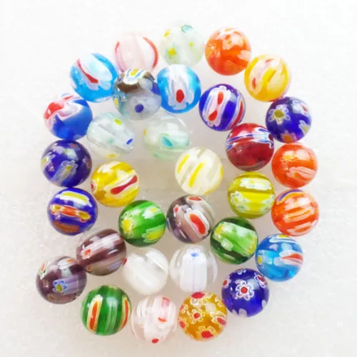 

2Strands 12mm Multi-color Millefiori glass Round Ball loose bead 15.5 inch Popular Free Shipping! (Min.order 10$ mix)