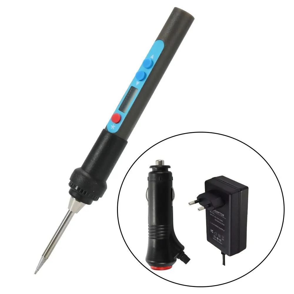 Digital Electric Soldering Iron Set Unleaded Adjustable Temperature with Adaptor and Car-specific Plug  Soldering Iron