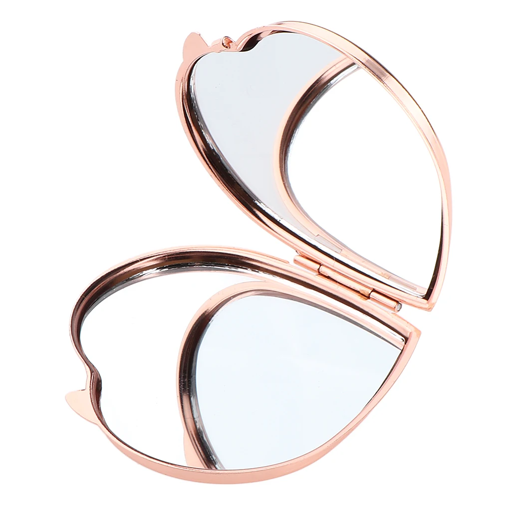 Heart Shaped Mini Portable Pocket Vanity Mirrors Travel Makeup Tool - Double Side