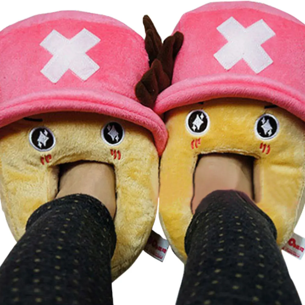 Anime ONE PIECE Cospaly Tony Tony Chopper Slippers Shoes Warm Plush Cartoon Funny Cute Adult Winter Slippers for Cospaly Party