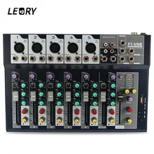 LEORY Professional Karaoke Audio Mixer 7 Channel Microphone Sound Mixing Amplifier Console With USB Built-in 48V Phantom Power