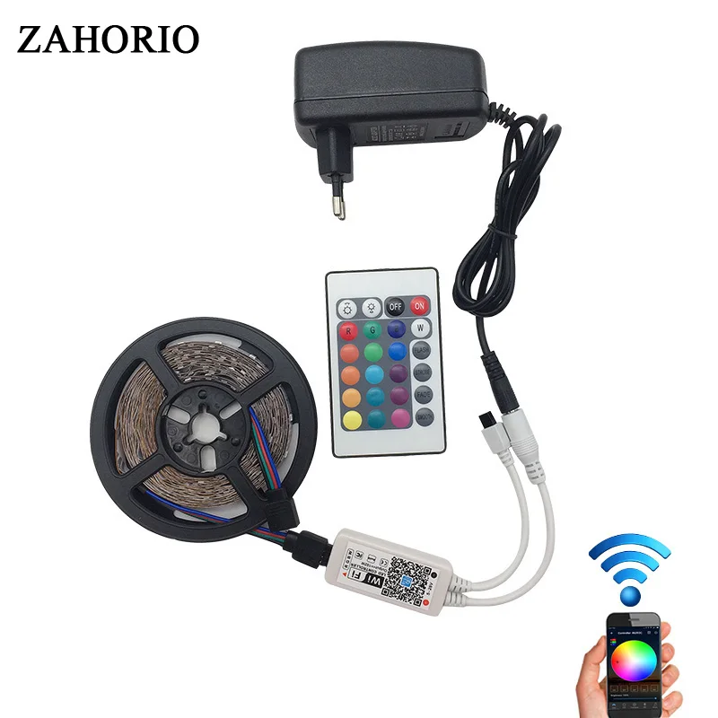 

WIFI Controller 2835 RGB LED Strip lamp light Waterproof Flexilble Tape diode ribbon DC 12V adapter set New Year Garland Christm