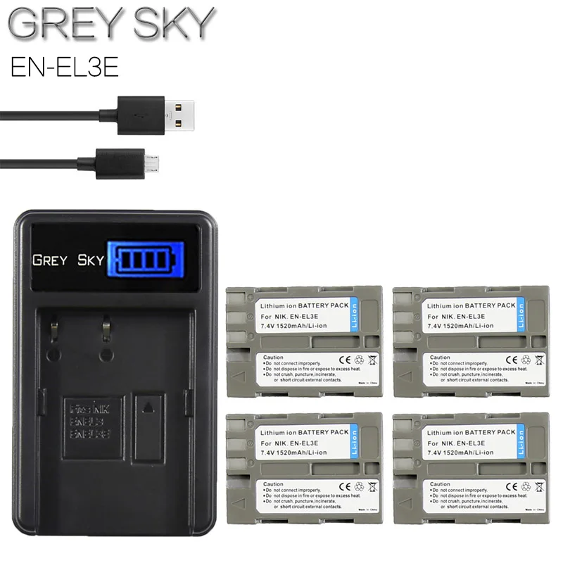 

1520mAh EN-EL3e EN EL3e EL3a ENEL3e Battery+Battery LCD Charger for Nikon D300S D300 D100 D200 D700 D70S D80 D90 D5 L15