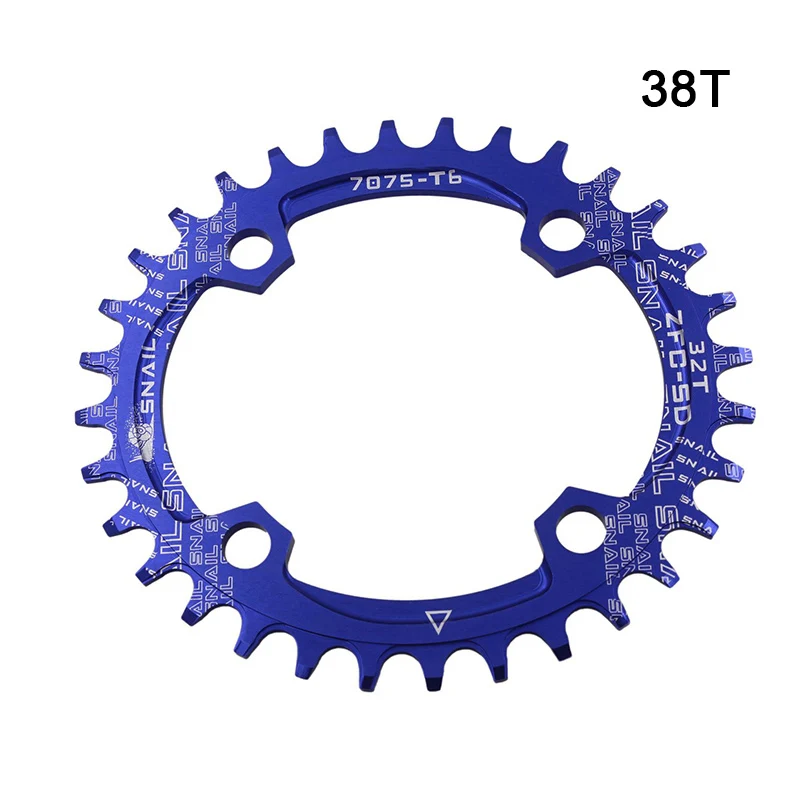 Высокая велосипедная Одиночная цепь круг шатуны один диск Алюминиевый сплав 32T 34T 36T 38T DOG88 - Цвет: blue 38T
