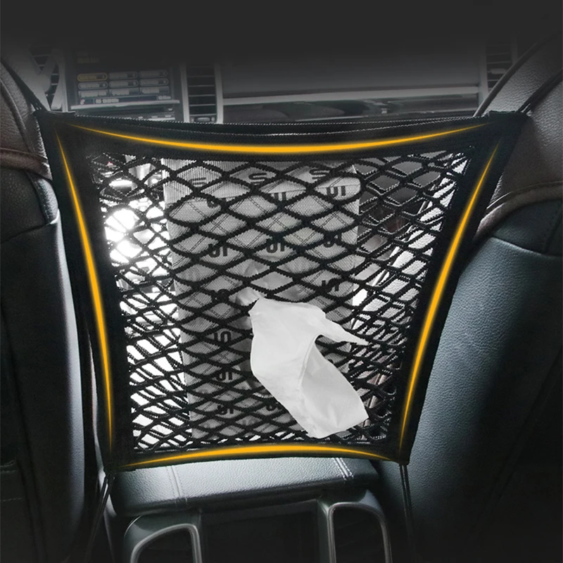 Car Organizer Seat Back Storage Elastic Car Mesh Net Bag Between Bag Luggage Holder Pocket for Car Accessories Organizer Storage