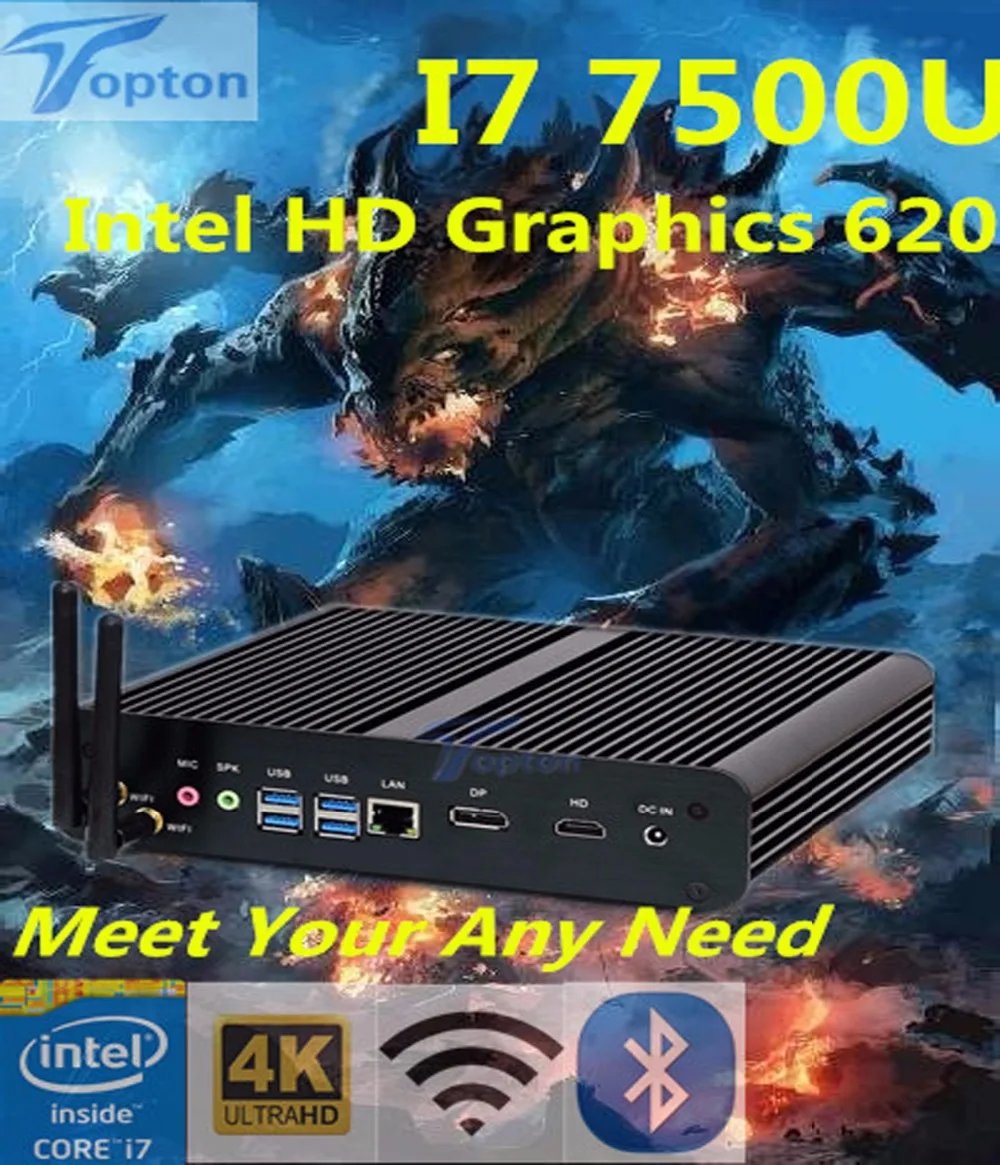  [Newest 7th Gen Core i7 7500U]Windows 10  Fanless Mini PC  300M Wifi  Desktop Computer 