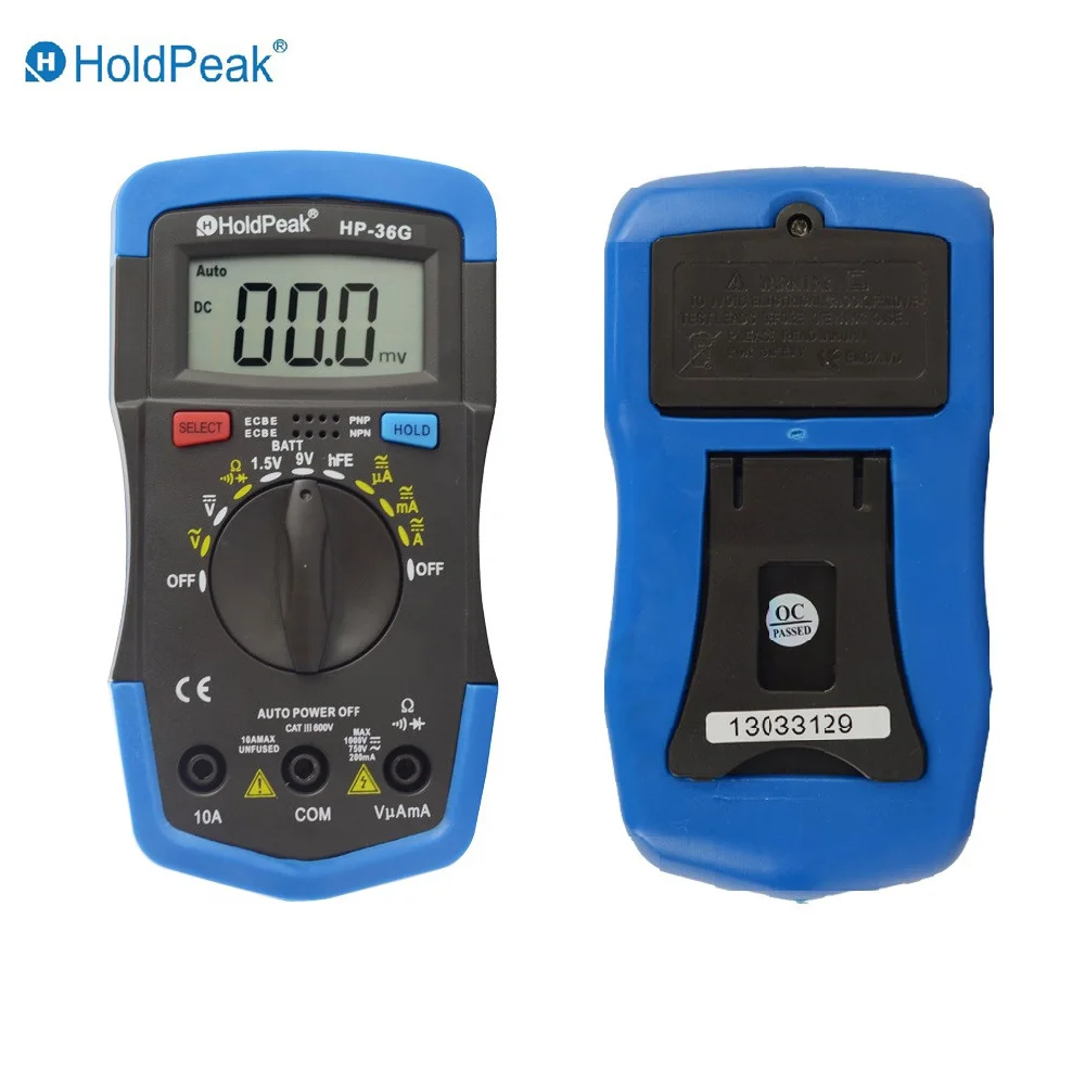 

Mini Multimeter Multimetro HoldPeak HP-36G Auto Range Digital Multimeter with Battery Test Function