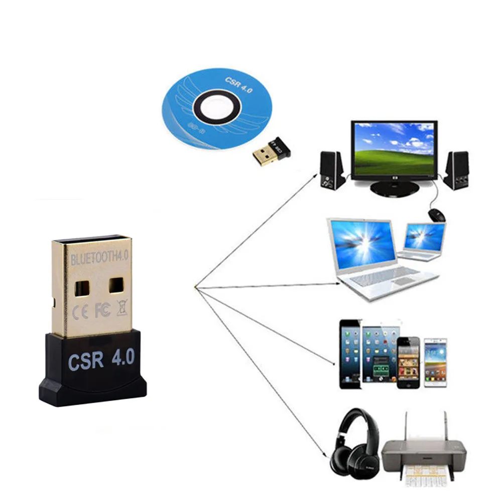 Mini Wireless Dongle Audio Receiver USB Bluetooth 4.0 Adapter For PC