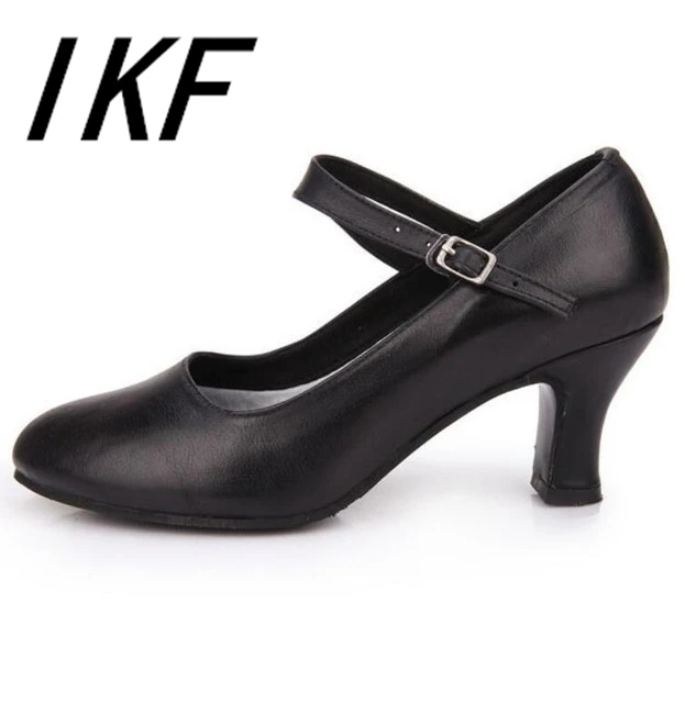 

2018 Women 100% Genuine Leather Latin Ballroom Salsa Dancing Shoes Adult Dance Shoes black white red With Buckles Dancing shoes