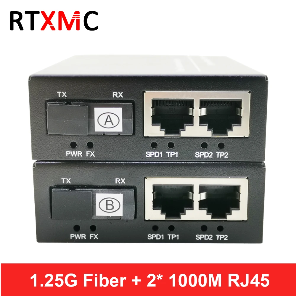 

Free Shipping 1G2E 1.25G Fiber port & 2*10/100/1000M Gigabit Ethernet Switch 2 RJ45 fiber optic media converter