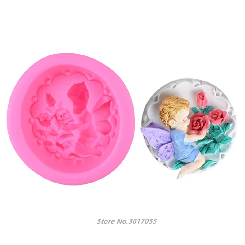 

Angle with Rose Flower 3D Soap Mold Silicone Mould Handmade Soap Mold Candle Mold DIY Mother's Day Gifts Fondant Mold Cake Decor