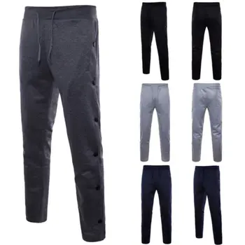 

Men Fitness Sportswear Casual Pants Long Trousers Joggers Solid Fashion Hot Sale Stylish Button