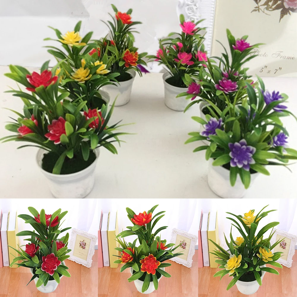 HOT SALE! Artificial Fake Lotus Flower Potted Plant Bonsai Wedding Party Garden Home Decor Artificial Plants