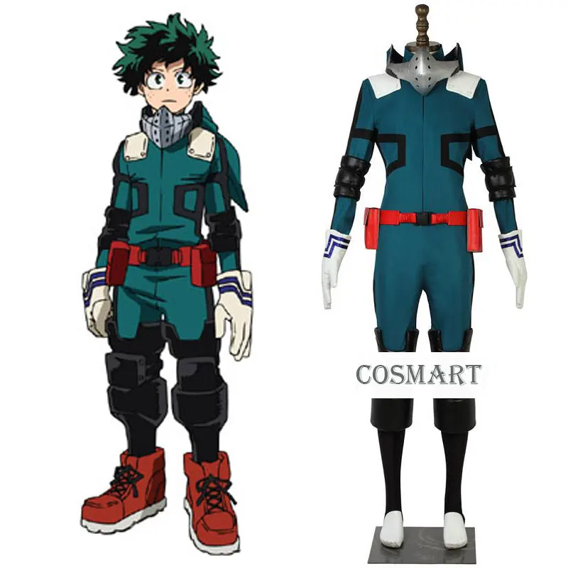 

[Customize]Anime Boku no MY HERO ACADEMIA Midoriya Izuku Battle Uniform Cosplay Costume Full set Halloween costume for women man