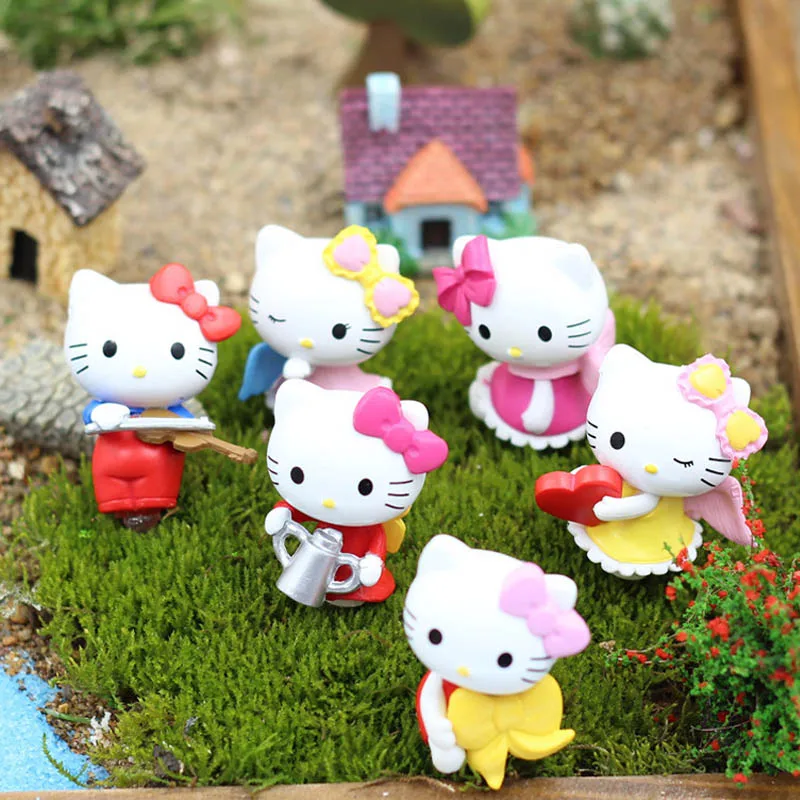 

Mini Hello Kitty 6pcs/set PVC Tree Gardening Decoration Micro Landscape Plants Pendant Micro View 3.5*2.5cm worldwide Free