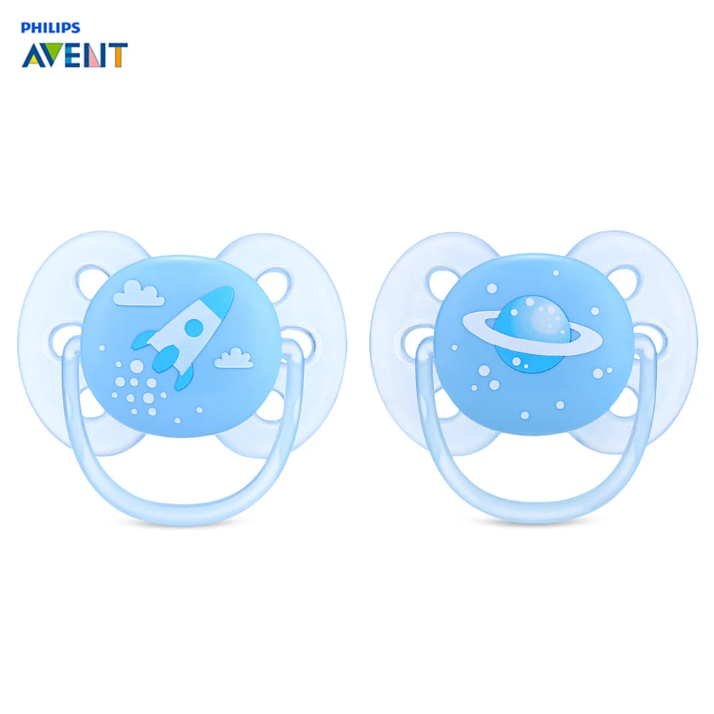 Avent 2 шт. силиконовые детские соски BPA бесплатно мягкие младенцы малыш 0-6 месяцев Кормление Ортодонтические соски детские соски-пустышки пустышка - Цвет: Light Blue