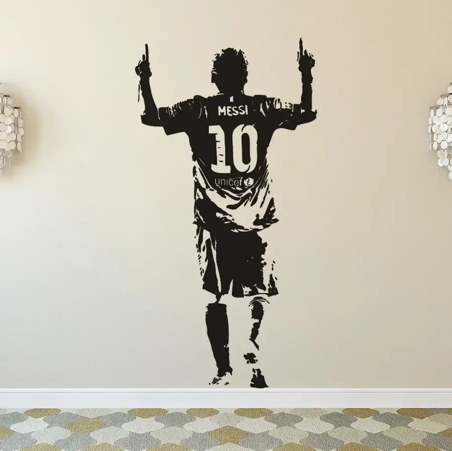 Messi Football Star Wall Sticker Home Decor Removable Vinyl Messi Wall Poster Football Club Player Wall Decal Boys Gift Az172 Wall Stickers Aliexpress