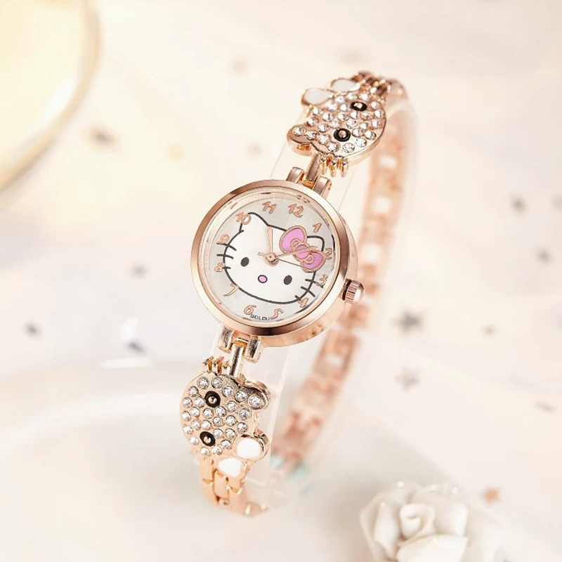 2019 New Brand Hello Kitty Cartoon Watches Women Children Dress Quartz Wristwatch Kids Hellokitty Watches For Girls