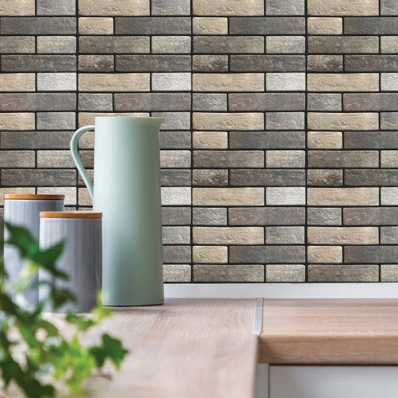DIY Kitchen Bathroom Home Wall Decal Sticker Vinyl 3D Self adhesive Backsplash White Grey Marble Mosaic Peel and Stick Wall Tile