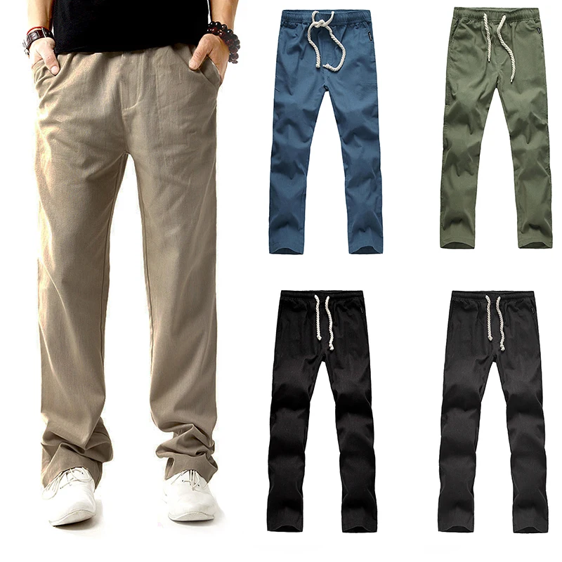

Laamei Fashion Male Trousers 2019 Spring Autumn linen Harem Pants Men Full Length Casual Low Waist Drawstring beach Trousers