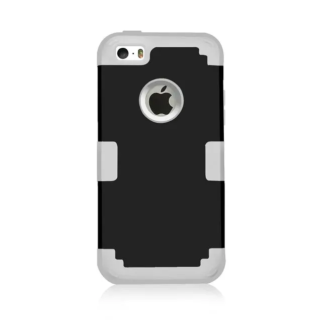Для Apple iPhone 6 6s ударопрочный защитный чехол Гибридный жесткий резиновый ударопрочный чехол для телефона s для iPhone 5/5S/5C/SE - Цвет: Black and Grey