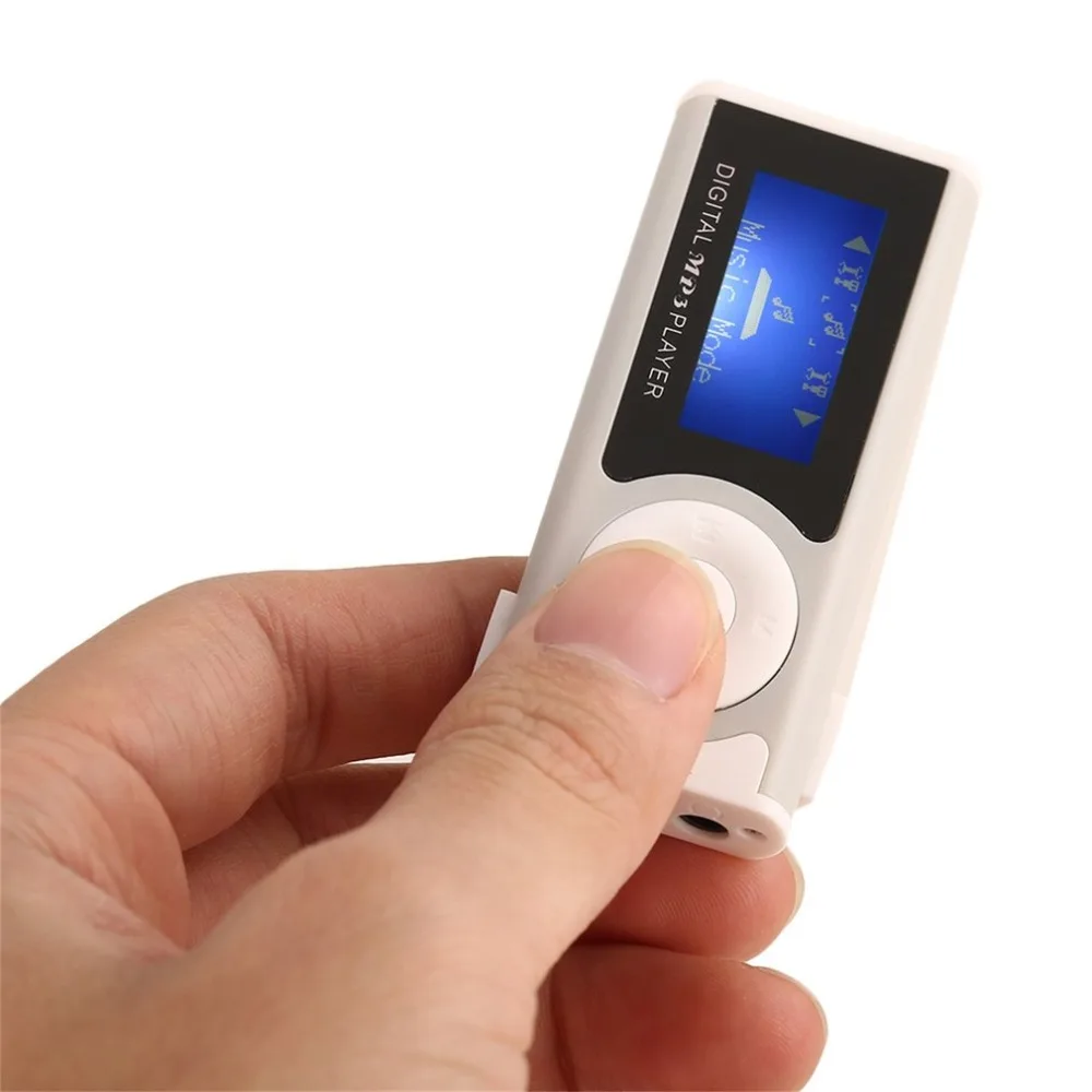 Портативный MP3-плеер с ЖК-экраном, USB мини MP3-плеер с зажимом, светодиодный светильник, стерео музыкальный плеер с супер басами для Micro SD TF карты+ наушники