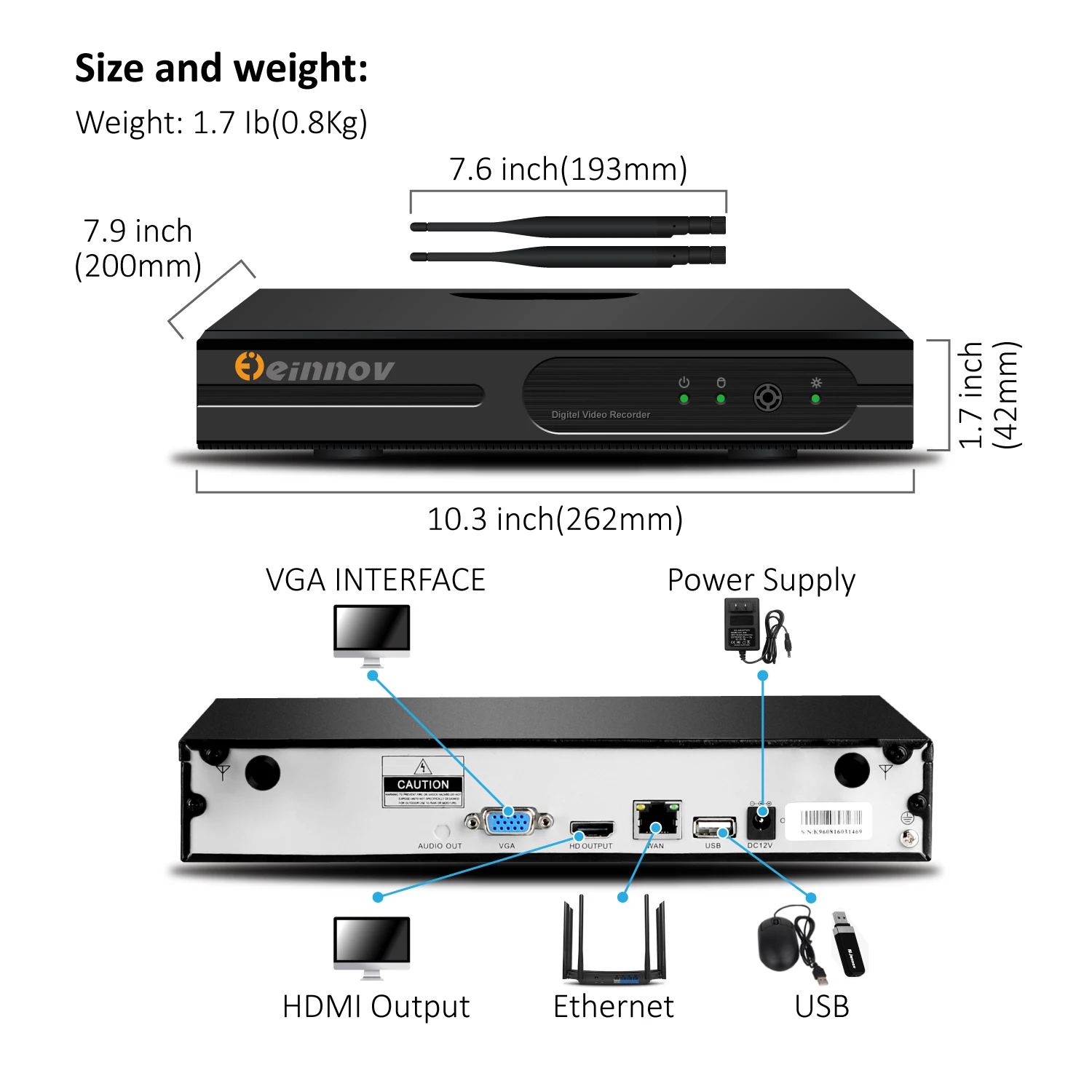 Einnov 4CH HD 1080P 2MP беспроводная внешняя фотокамера сетевой видеорегистратор wi fi CCTV
