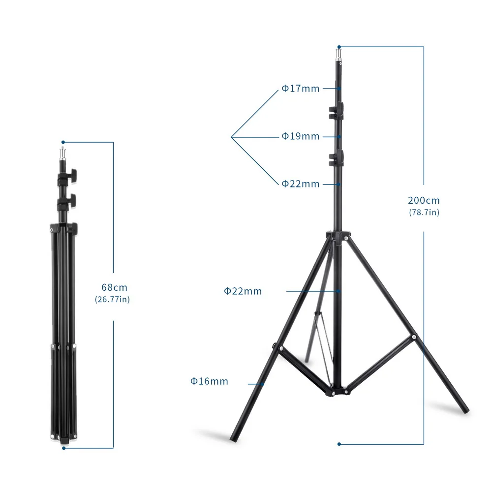 Light Stand 195cm/78in tripod for Photo Video Lighting Flashgun Lamps Studio Lighting steadycam Max load of 3.2kg
