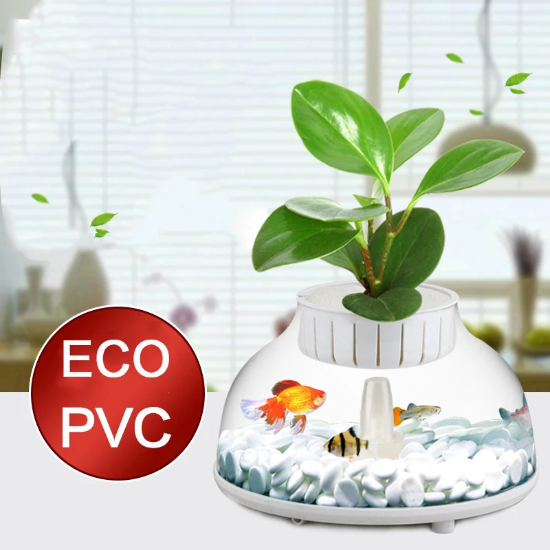 

SUNSUN Fish Tank with Pneumatic Filter Free Water Change Reptile Cage Betta Turtle Tank Aquarium Plant Pots Table Mini Fish Bowl