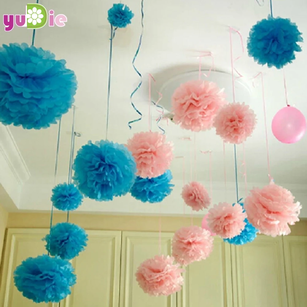 10x Wedding Party Home Hanging Tissue Paper Pom Pom Lantern Flower Balls Xmas-SL 